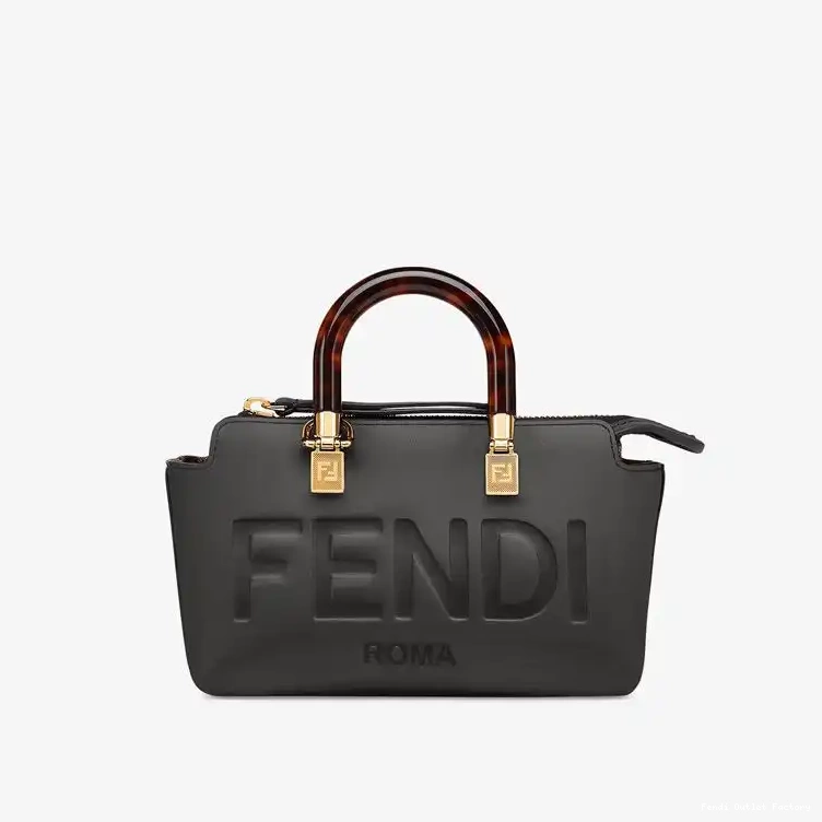 Affordable HOT Mini Boston Way In Fendi ROMA Calf By Black The Logo Leather Bag 0628